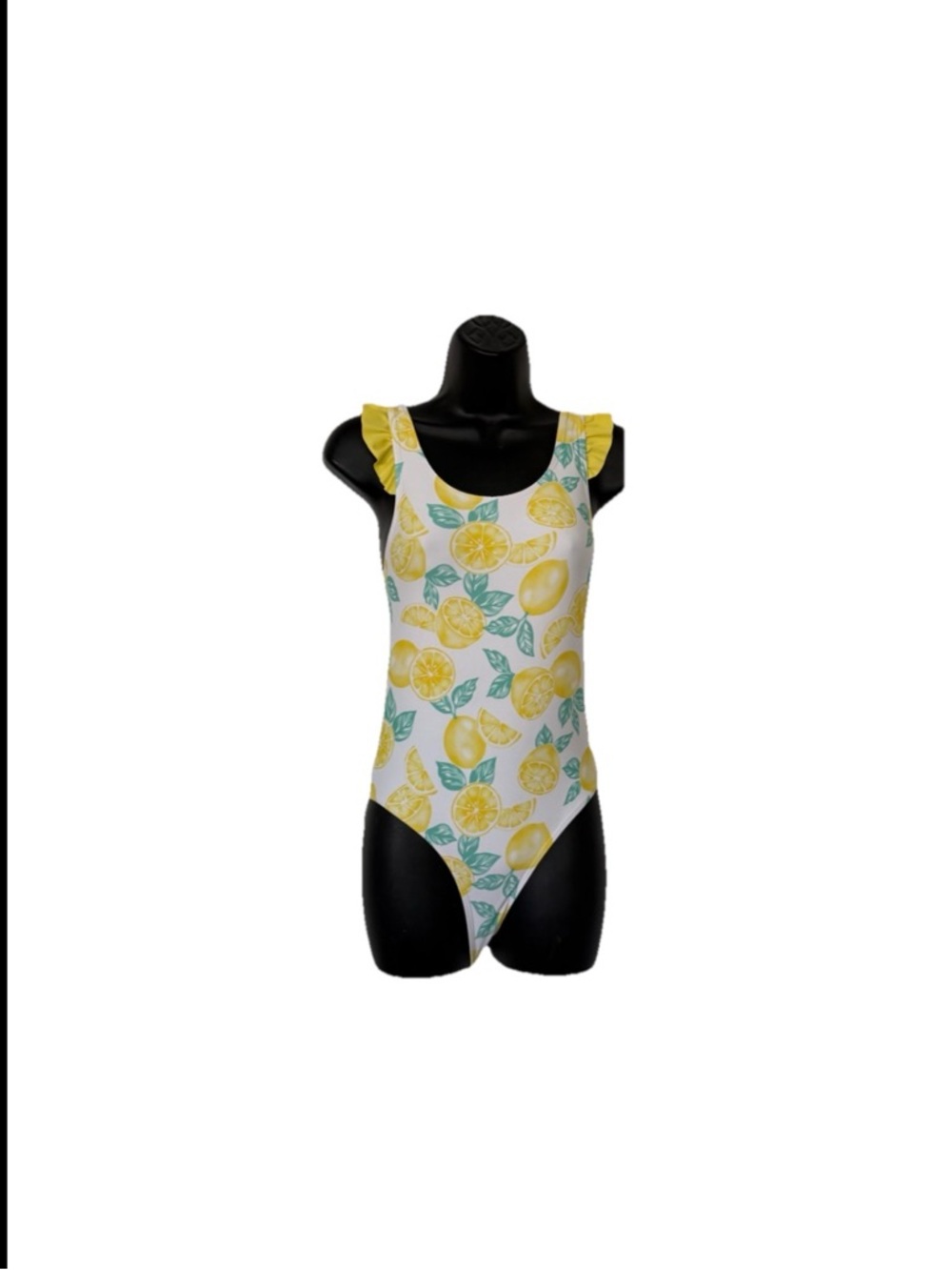 Tommy Bahama Girls Lemon-Print One-Piece Swimsuit in Yellow and White Sz 12